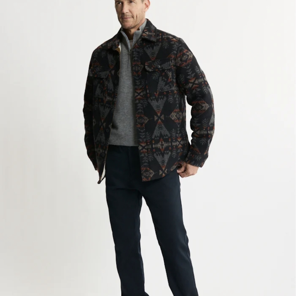 Men's Patterned Jacket - Black and Brown